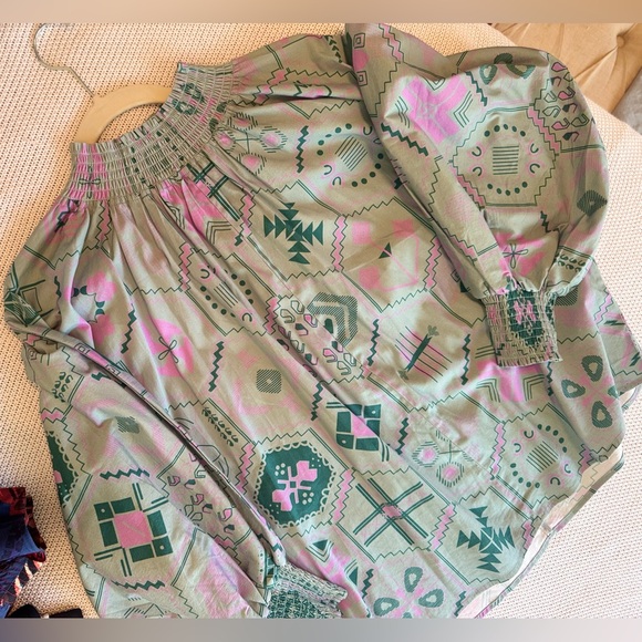 SHERIDAN FRENCH Becca Blouse Preppy Top w Puff Long Sleeves Ruffle Smocked Neck - Picture 2 of 16